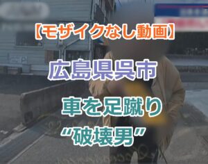 【モザイクなし動画】広島県呉市の車を足蹴り“破壊男”がナンバープレートを剥ぎ取る