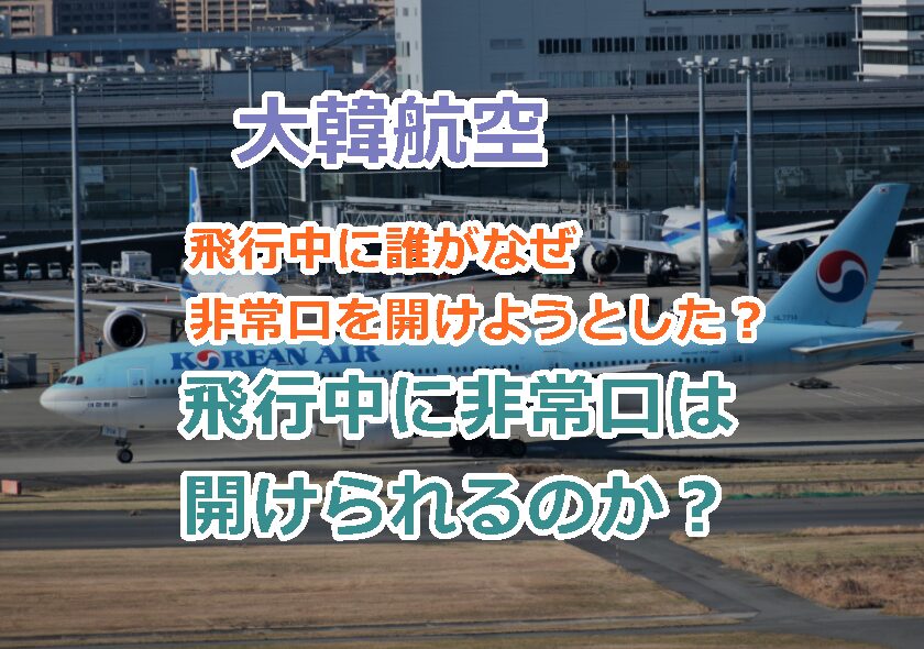 大韓航空で飛行中に誰がなぜ非常口を開けようとした？中から開けられるのか？動画あります