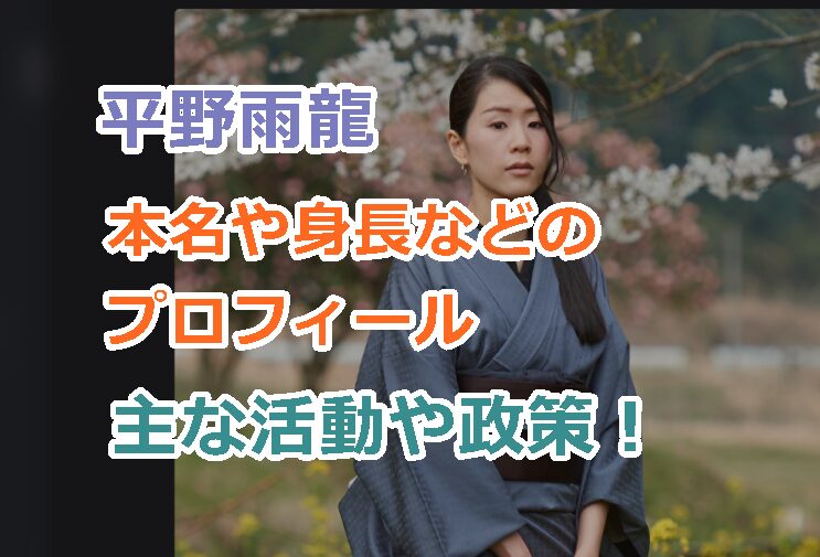 平野雨龍の本名や身長などのプロフィールwiki経歴学歴を紹介!主な活動や政策!