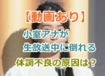 【動画あり】小室瑛莉子アナウンサーが生放送中に倒れる！体調不良の原因は？その後の容態は大丈夫？