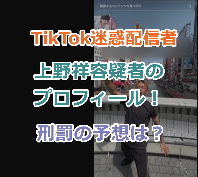 【TikTok迷惑配信者】上野祥容疑者のプロフィール!女性監禁事件の刑罰の予想は?